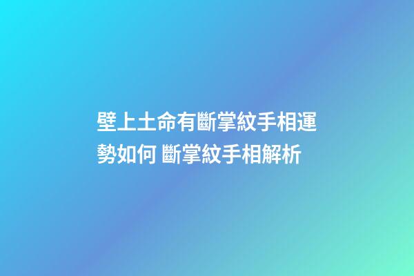 壁上土命有斷掌紋手相運勢如何 斷掌紋手相解析